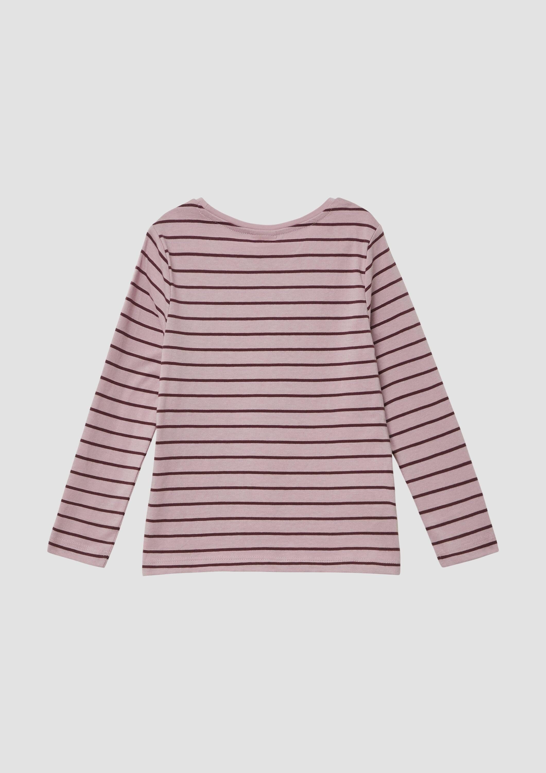 s.Oliver Langarmshirt T-Shirt Longsleeve mit Weihnachtsmotiv als aufgesetzte Reißverschlusstasche