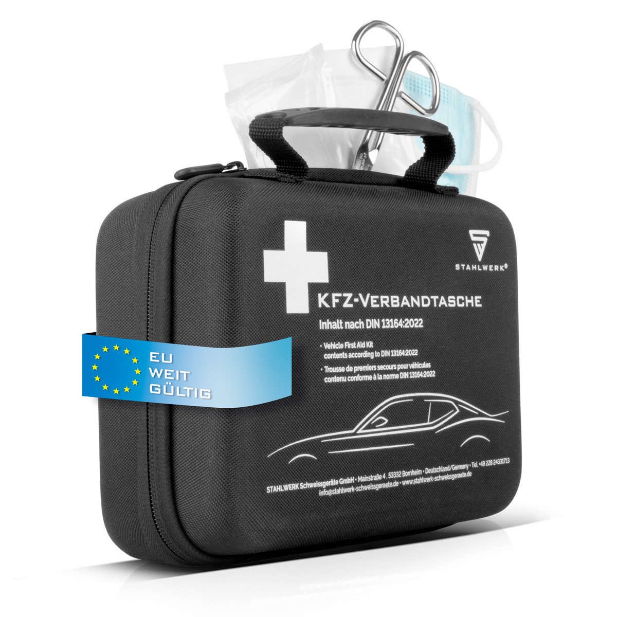 STAHLWERK KFZ-Verbandkasten Kfz Verbandstasche nach aktueller DIN 13164 Kfz, (Set)