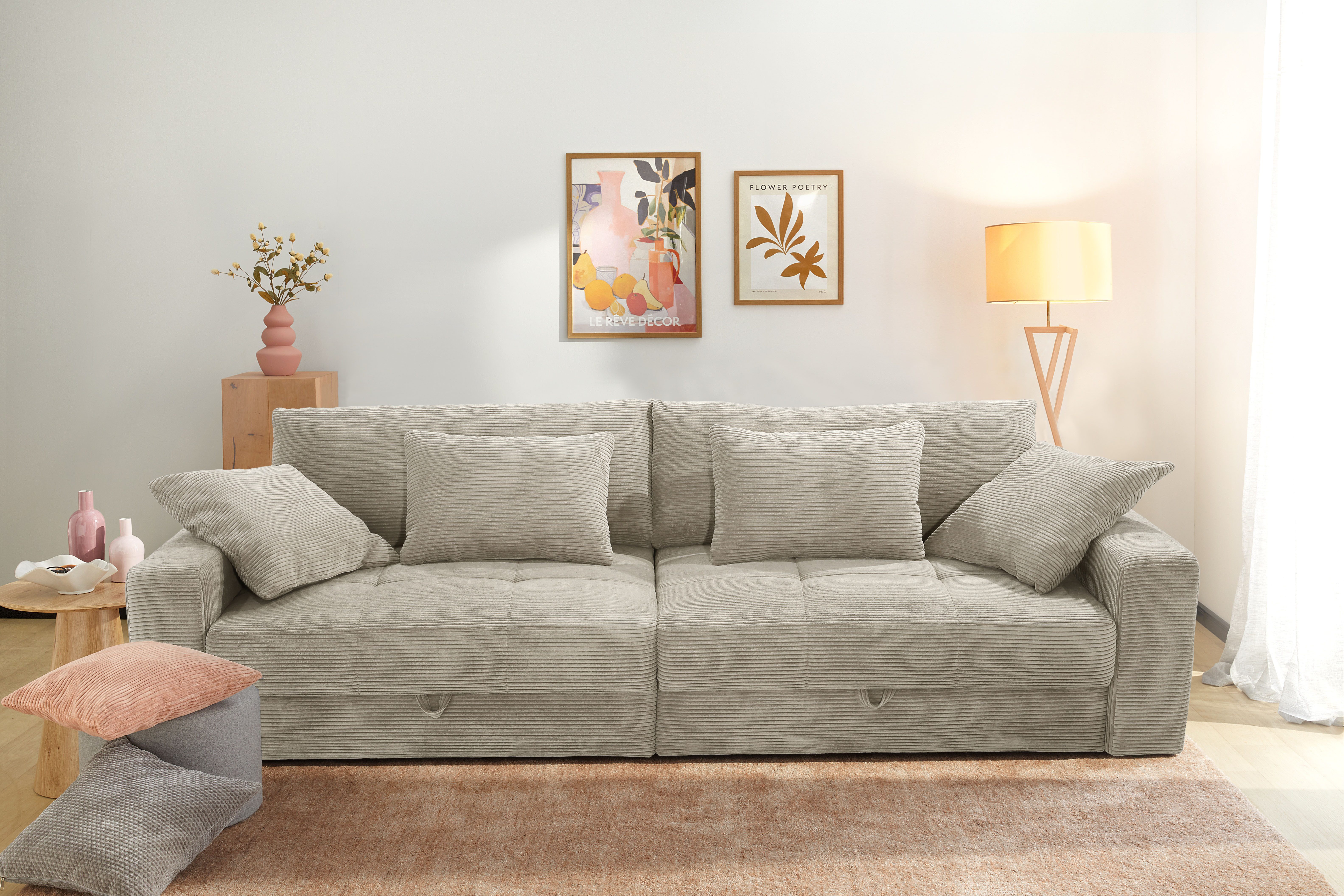 Jockenhöfer Gruppe Big-Sofa Space XL, B: 284 cm, Mega-Sofa mit Bettkasten & 4 Zierkissen
