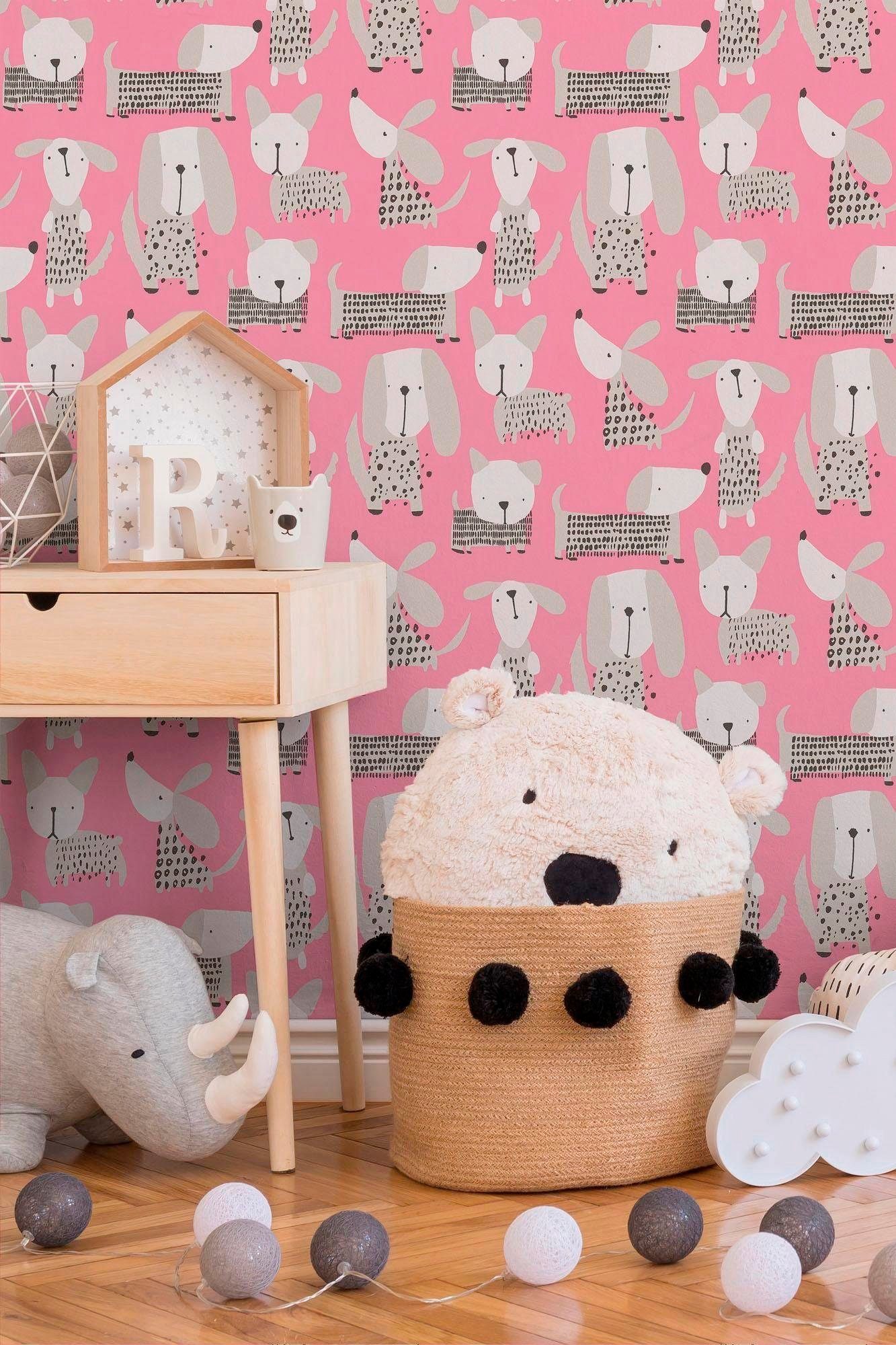 Création & walls Kinderzimmer rosa/weiß Girls, Modern living Papiertapete A.S. Tapete Boys