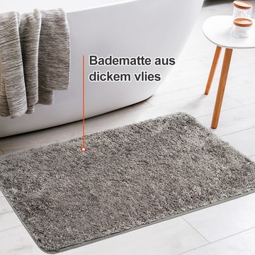 Badematte MULISOFT, Höhe 25 mm, Badteppich Rutschfest, Waschbar, Weich und flauschig, Mikrofaser, Rechteckig, 50x80cm, Badezimmerteppich