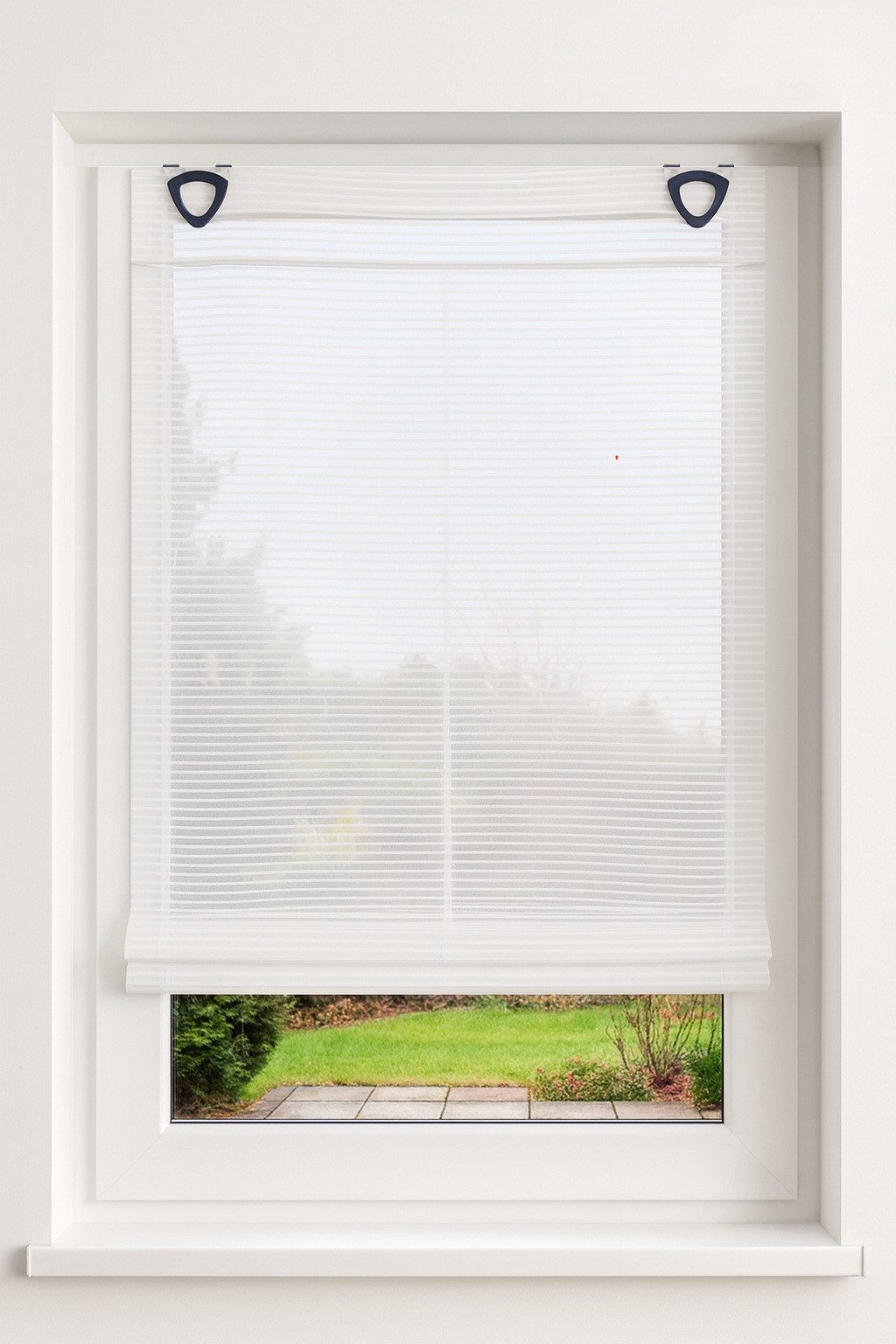 Clever-Kauf-24 Raffrollo Raffrollo Bambusoptik wollweiß inkl. Haken, mit Ös günstig online kaufen