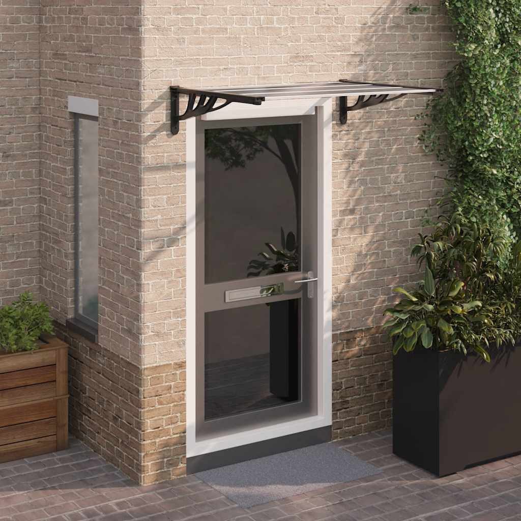 furnicato Vordach Türvordach aus Polycarbonat 122x90x27,5 cm Schwarz und Transparent (1 St), Wetterfeste Eingangsprallplatte mit stabilen ABS-Bügeln für das Haus
