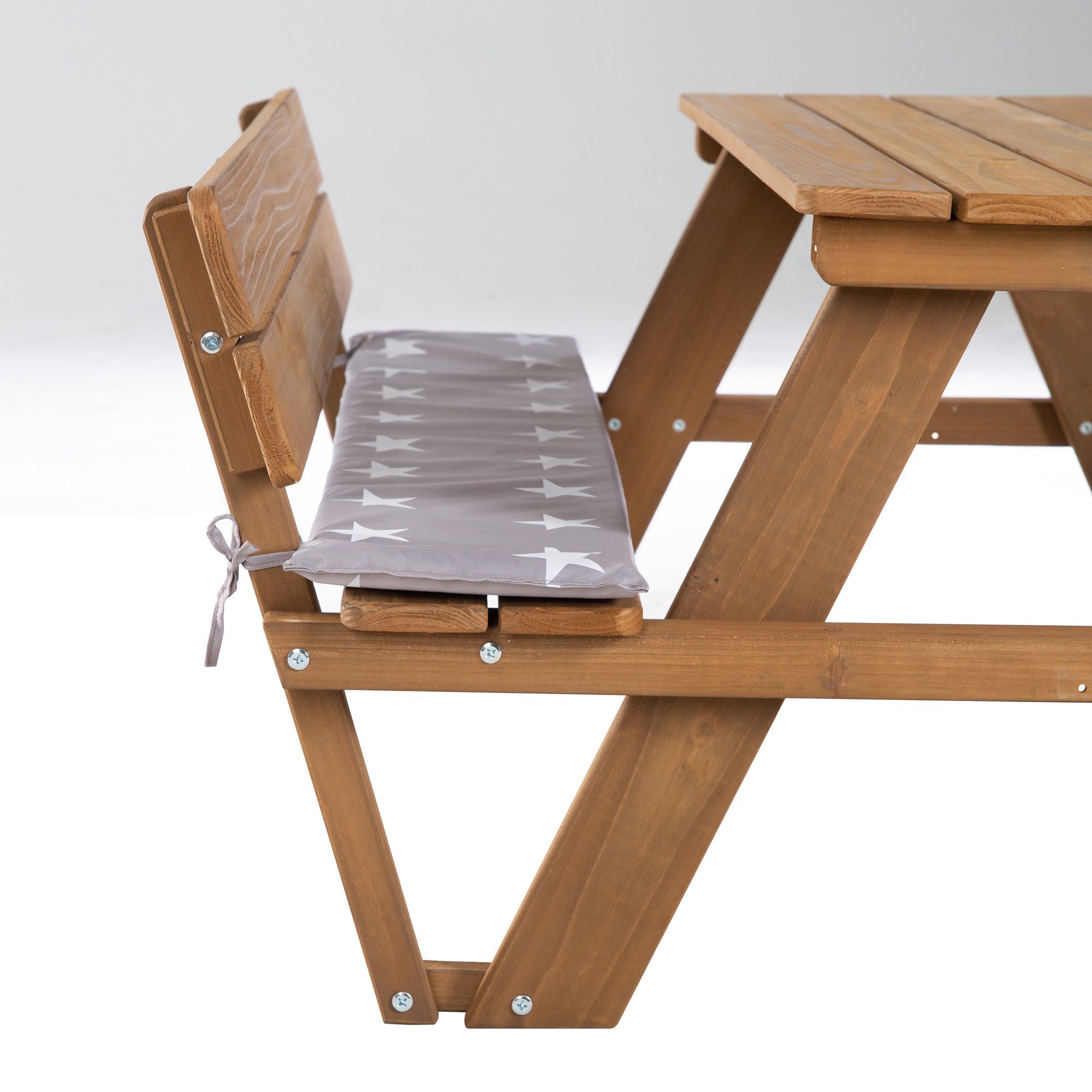 roba® Children's Picnic Seating Set for 4 Outdoor +, Teak Look, (Set), with Backrest; including seat cushions »Little Stars«