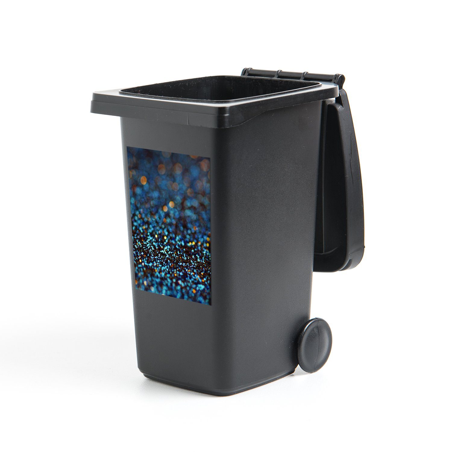 MuchoWow Wandsticker Glitter - Abstrakt Design - Mülltonne, Blau Container, Mülleimer-aufkleber, Sticker, Abfalbehälter (1 St), 