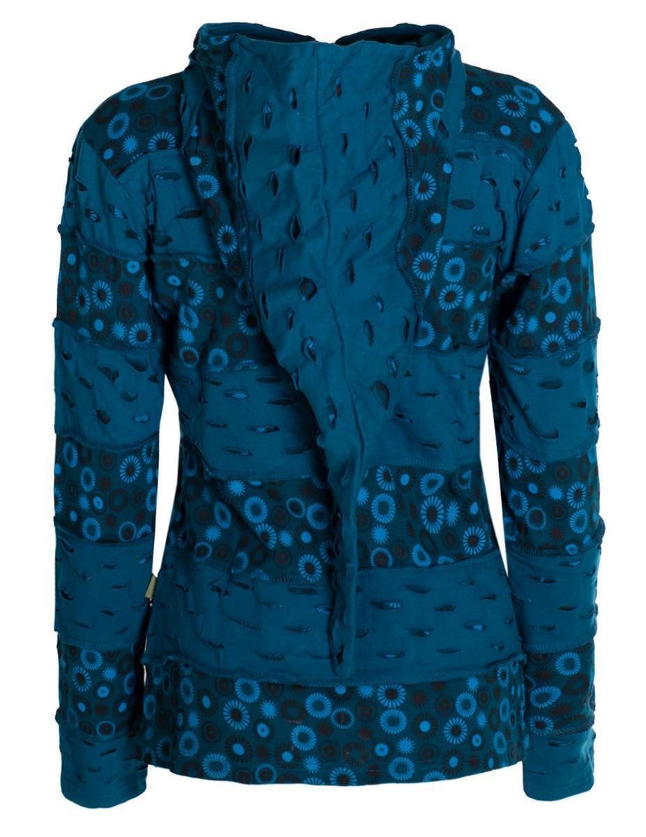 Vishes Kapuzensweatjacke Damen-Jacke Blumen Patch-Sweatjacke Hippie-Jacke günstig online kaufen