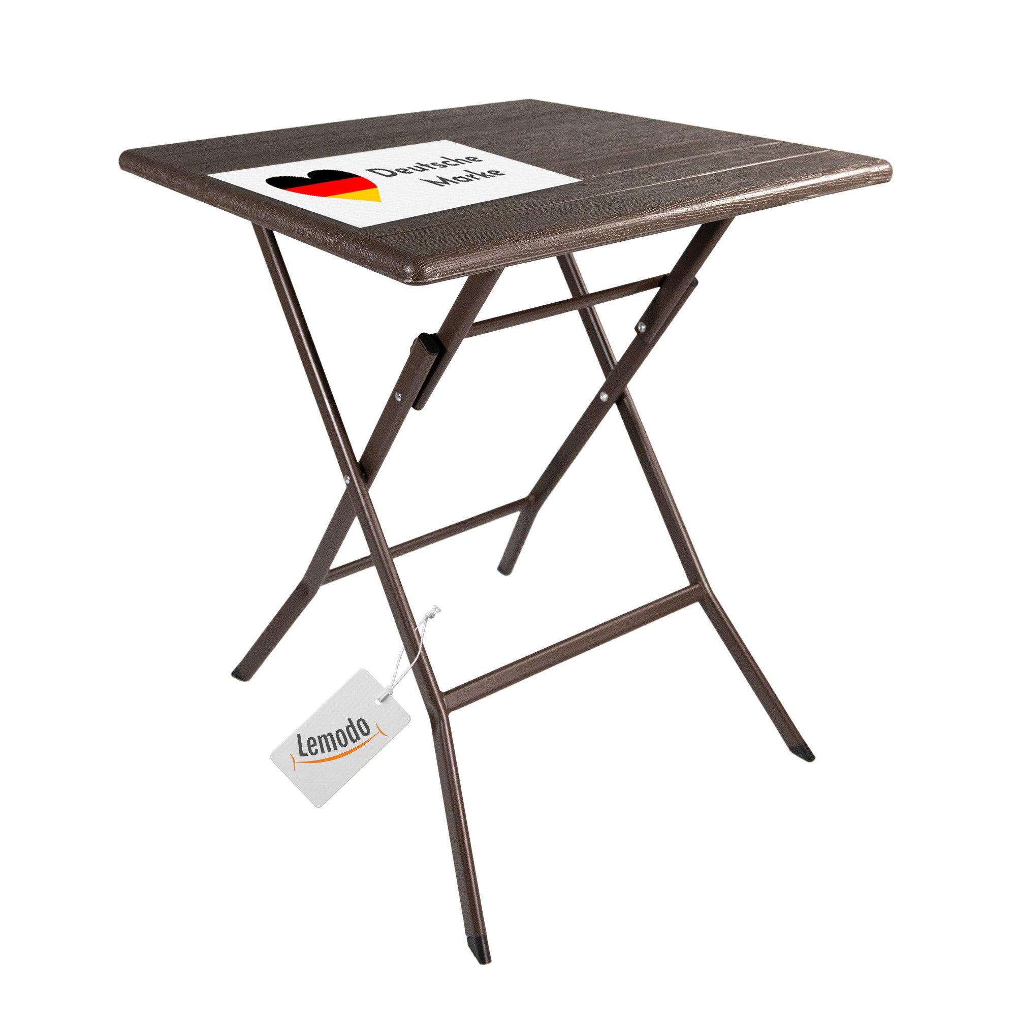 Lemodo Klapptisch Balkontisch mit Kunststoff-Platte in Holz-Optik, 62 cm breit
