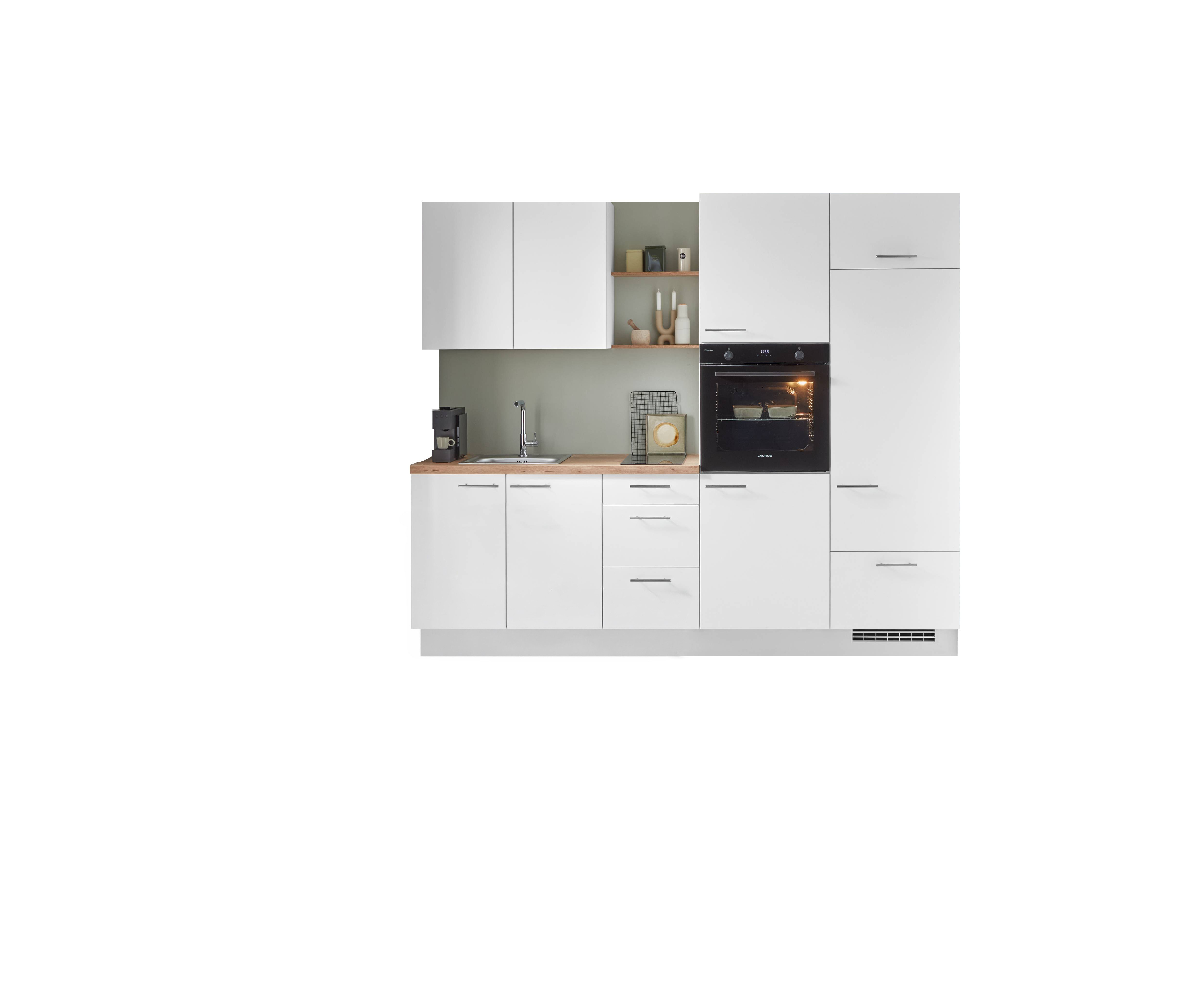 nobilia® Küchenzeile Fede, individuell anpassbar, gratis Küchenplanung mit Profis, (Breite 255 cm), vormontiert, wahlw. mit E-Geräten, Preis inkl.Lieferung