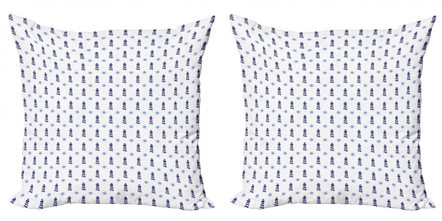 Kissenbezüge Modern Accent Doppelseitiger Aqua Navy blau (2 Muster Stück), Abakuhaus Digitaldruck, Aufwändiger