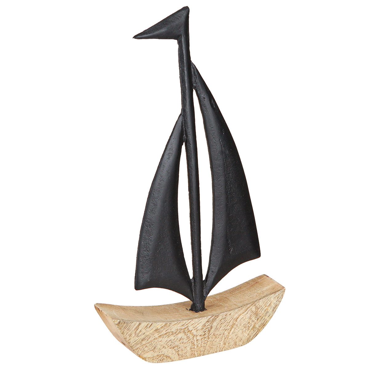Florists Products Dekofigur Deko Segelboot Holz Metall Natur Schwarz Maritim 30,5cm
