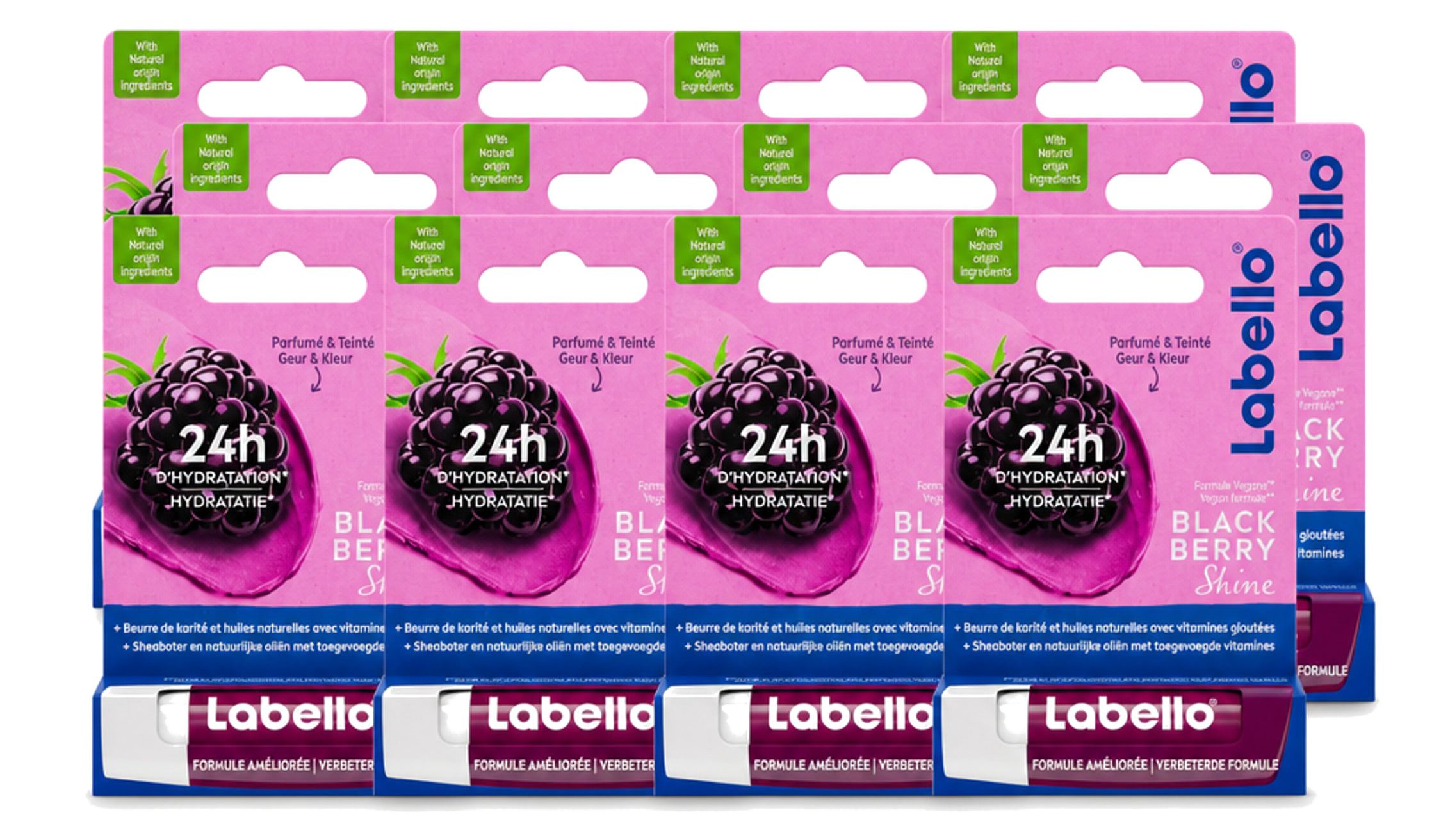 Labello Lippenbalsam Blackberry Shine Lippenbalsem 5,5 ml - Vorteilspackung - 12 Stücke, 12-tlg.