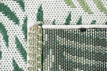 Outdoorteppich In- & Outdoor Teppich Sisal Optik Palmenzweige in grün auf sandfarbe, TeppichHome24, rechteckig, Höhe: 5 mm