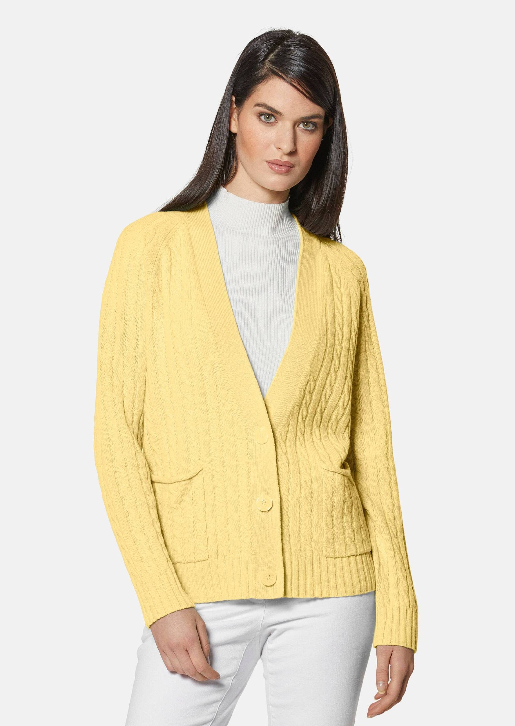 Strickjacke Strickjacke mit Zopfmuster in angesagten Farben
