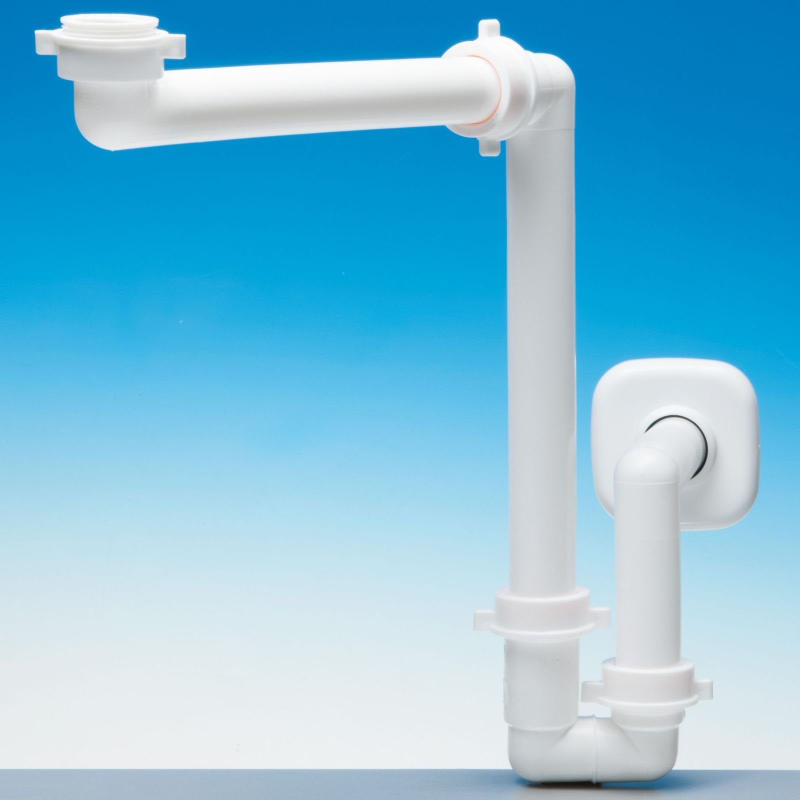 SO-TECH® Siphon Raumsparsiphon 32 - 40 mm Ablaufgarnitur f. Küche und Bad, Raumspar-Siphon weiß