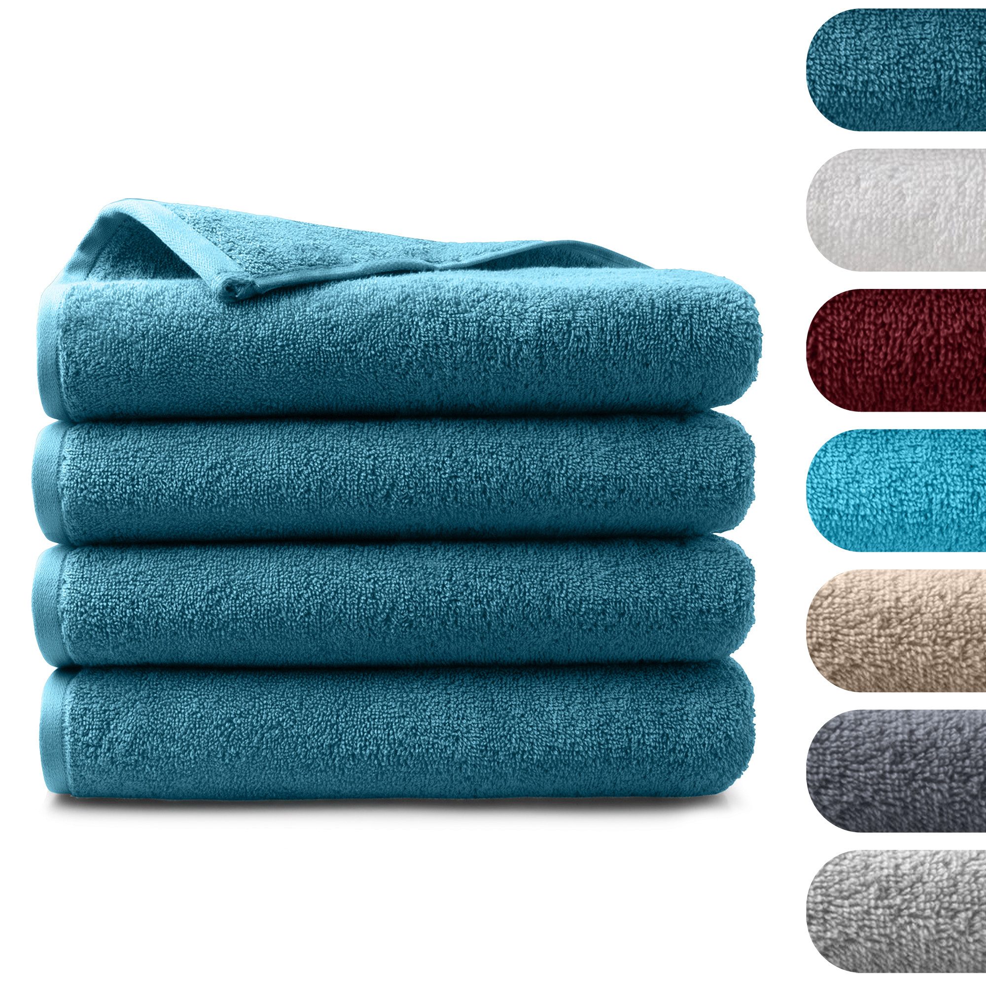 BARBONS Badetücher Duschtücher Set, Handtücher 4-tlg 70x140cm Badetuch, Handtuch, (4-St), Walkfrottee, 100% Baumwolle, saugstark, weich