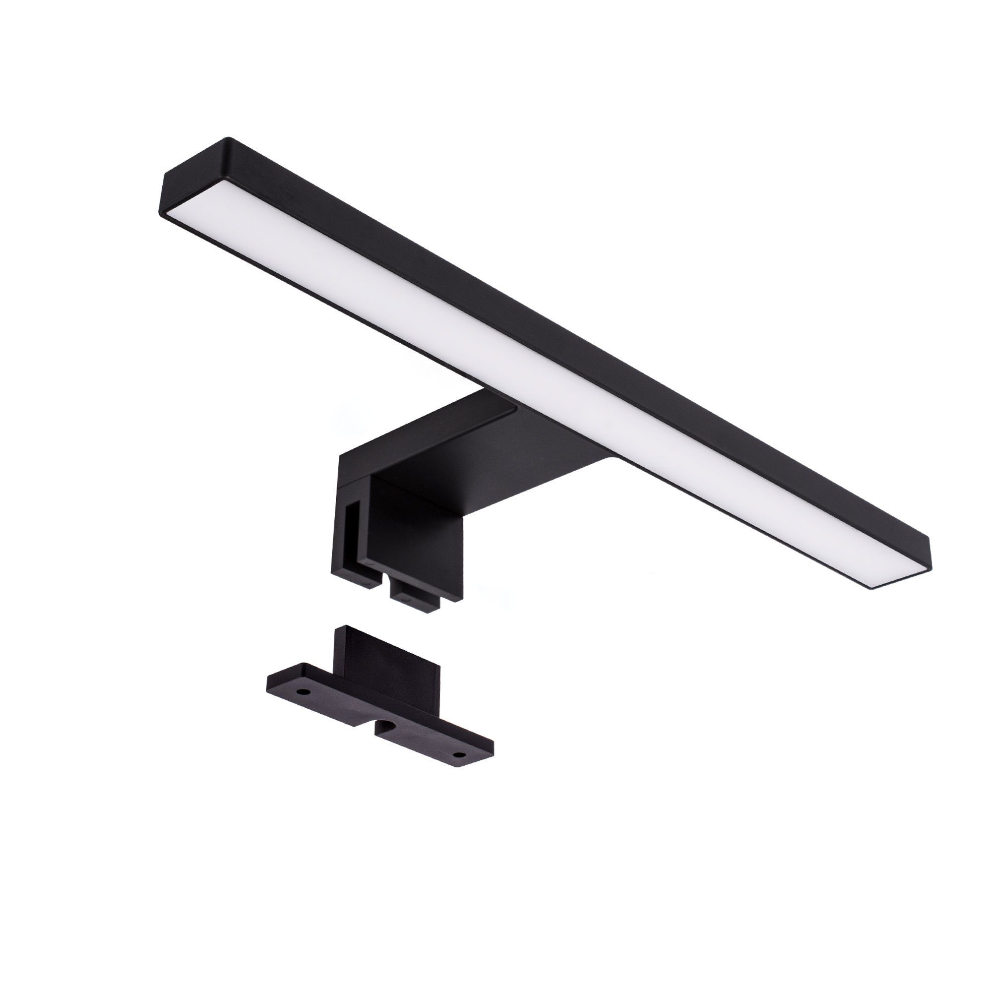 Maxkomfort Spiegelleuchte MK-BAD, LED Schwarz Badezimmer, Badleuchte integriert, fest LED, IP44, Neutralweiß, Schrankleuchte, Bad, Schminklicht, Aufbau, Beleuchtung