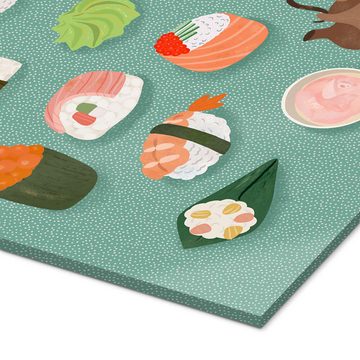 Posterlounge Acrylglasbild Taika Tori, Sushi-Auswahl, Küche Illustration