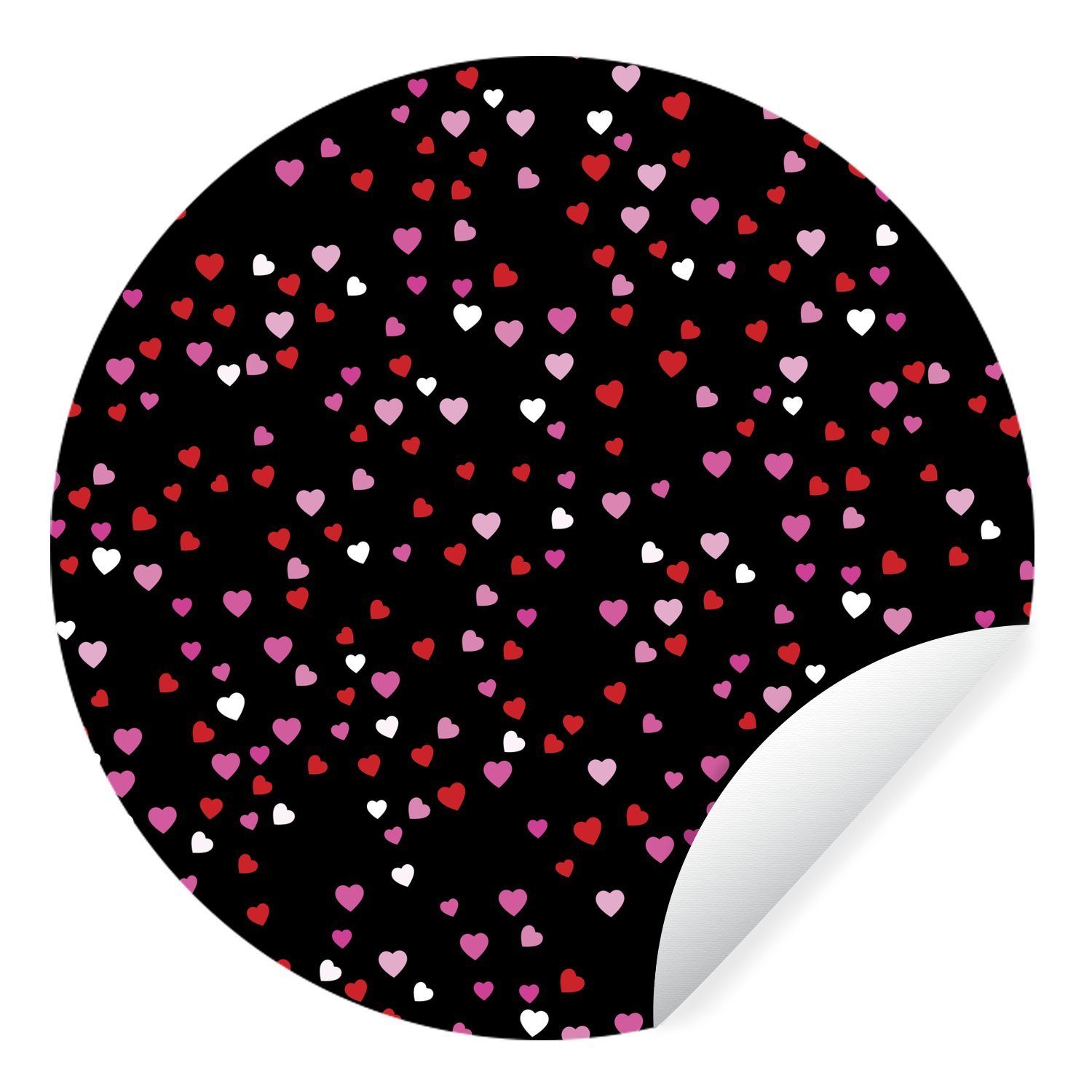 MuchoWow Wandsticker für Herzen Wohnzimmer Rund, Tapetenaufkleber, Eine Kinderzimmer, Illustration St), auf mit einem schwarzen Hintergrund Tapetenkreis (1
