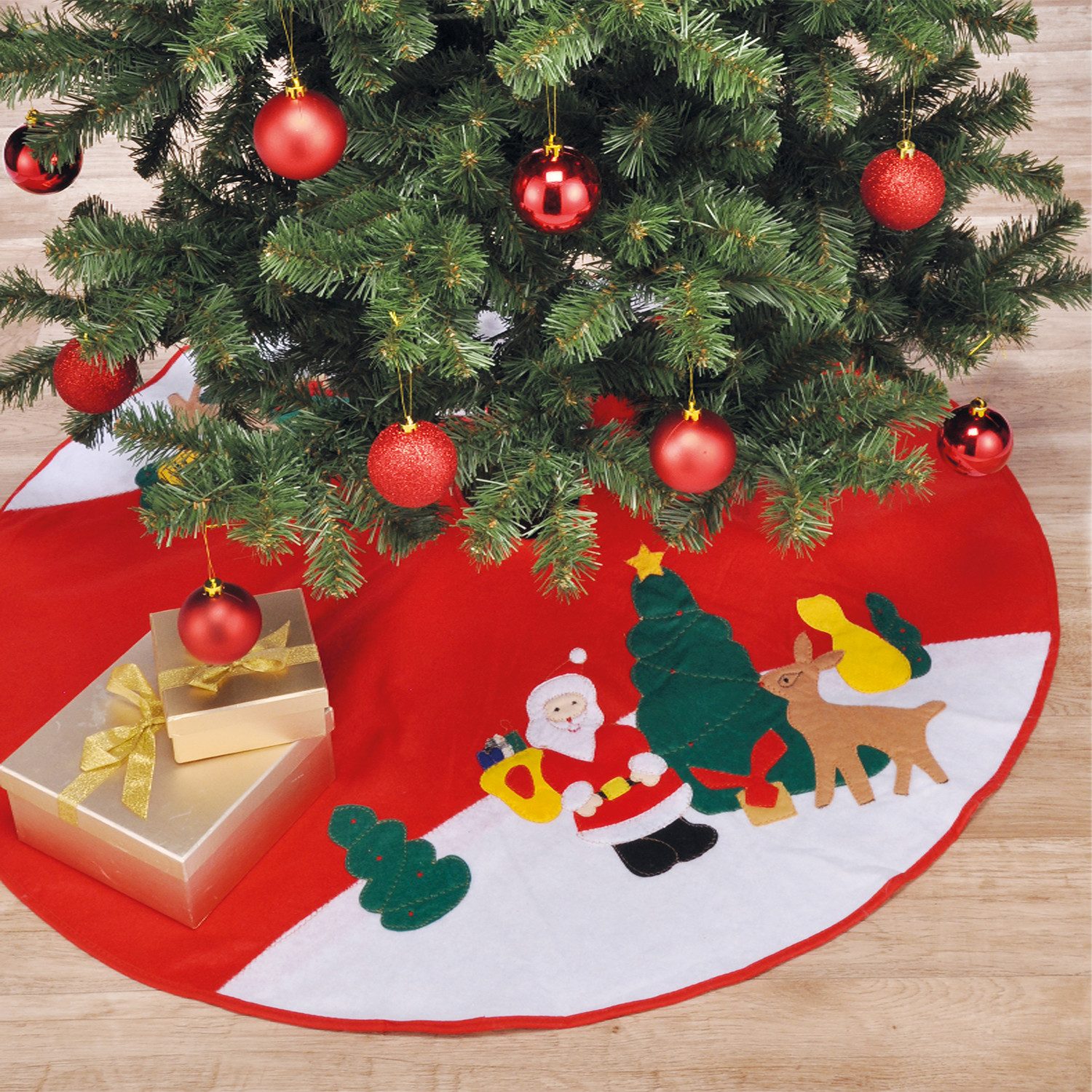 Mojawo Weihnachtsbaumklammer Christbaumdecke Weihnachtsdecke Baumdecke Decke rund mit Motiv Ø100cm