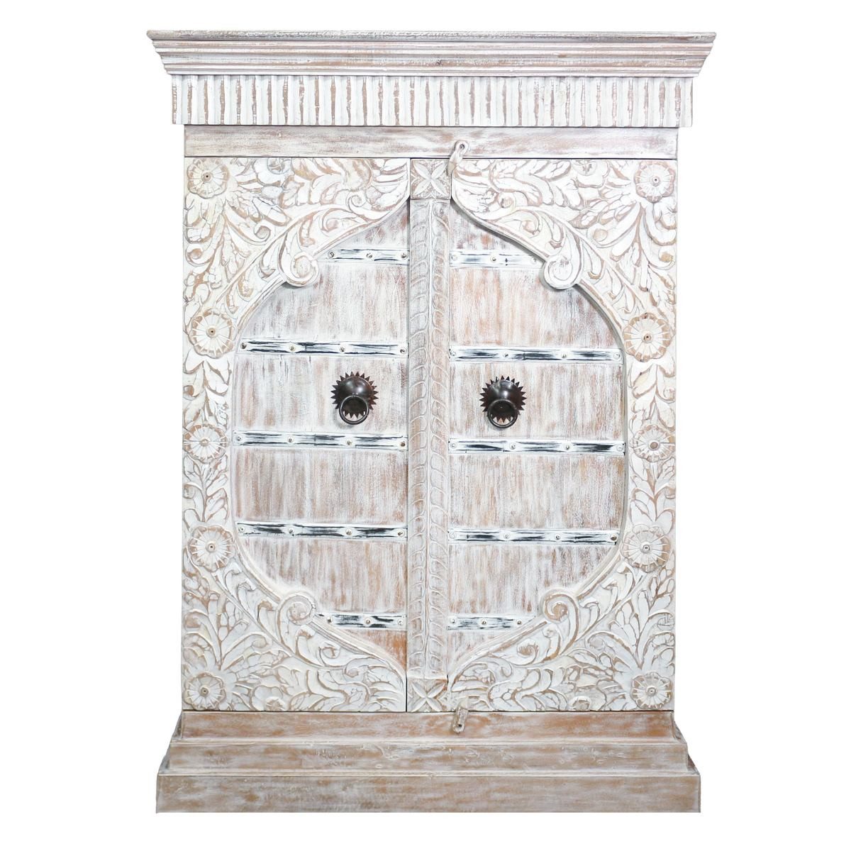 Oriental Galerie Mehrzweckschrank Weißer Schrank Padma Indien 130 cm