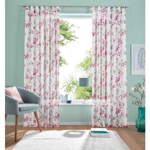 Gardine Orchidee, my home, Schlaufen (1 St), halbtransparent, Voile, Transparent, Voile, Polyester