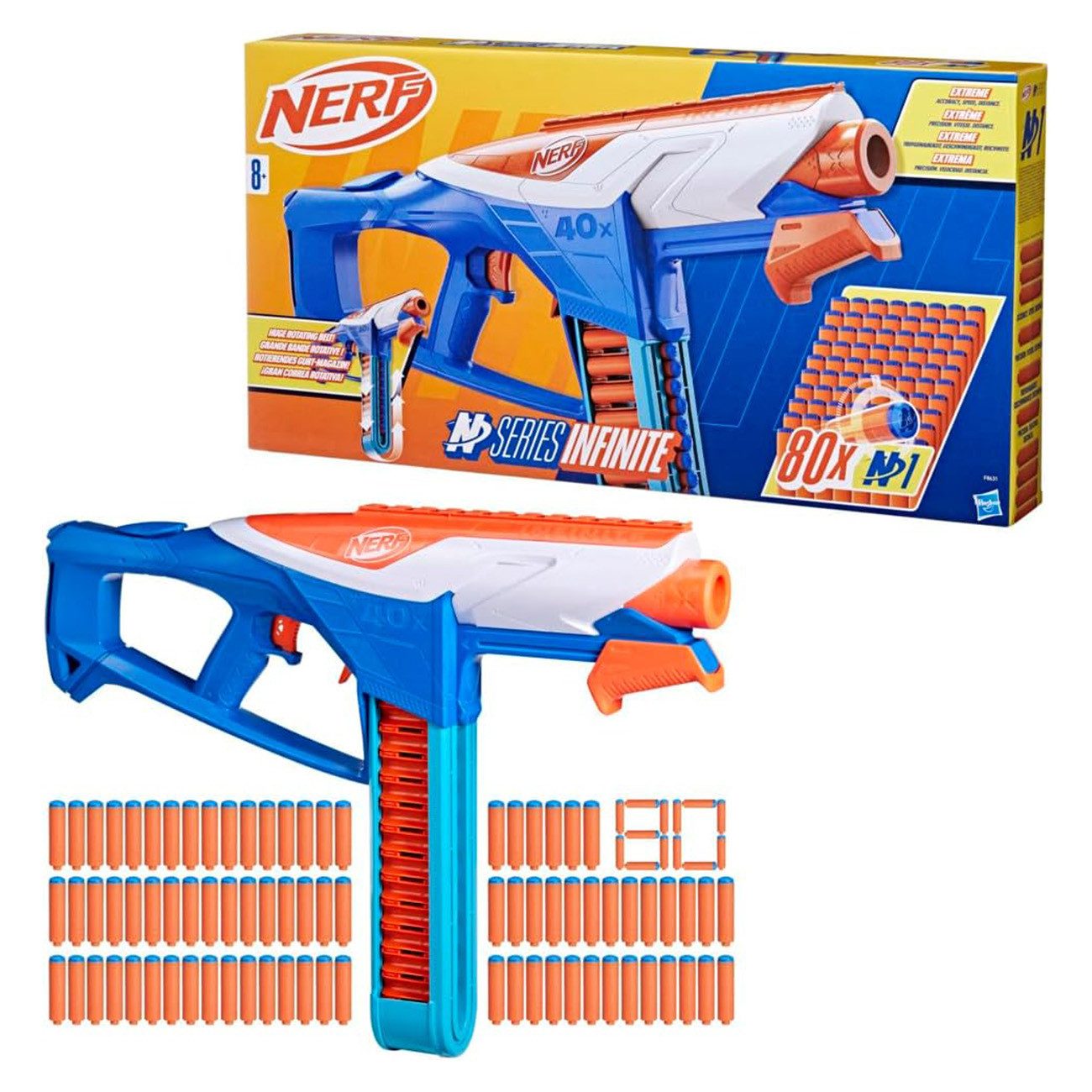 Nerf Spielwelt N SERIES INFINITE, Blaster, 40-Dart-Clip-Magazin, EXTRA: 16 Dart Aufbewahrung, ab 8 Jahre