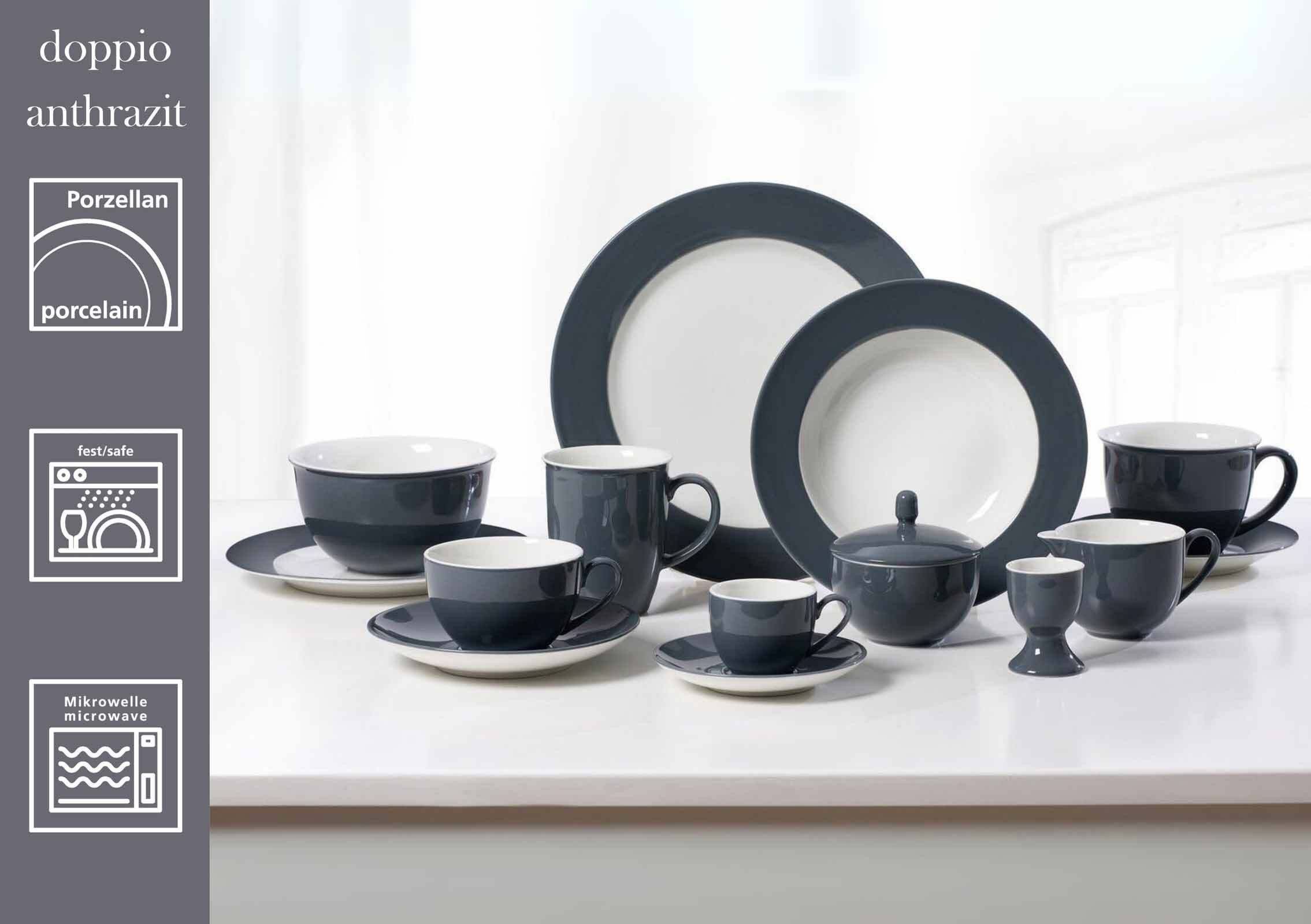 Ritzenhoff & Breker Tafelservice Doppio Tafelservice 12er Set (12-tlg), 6 Personen, Porzellan