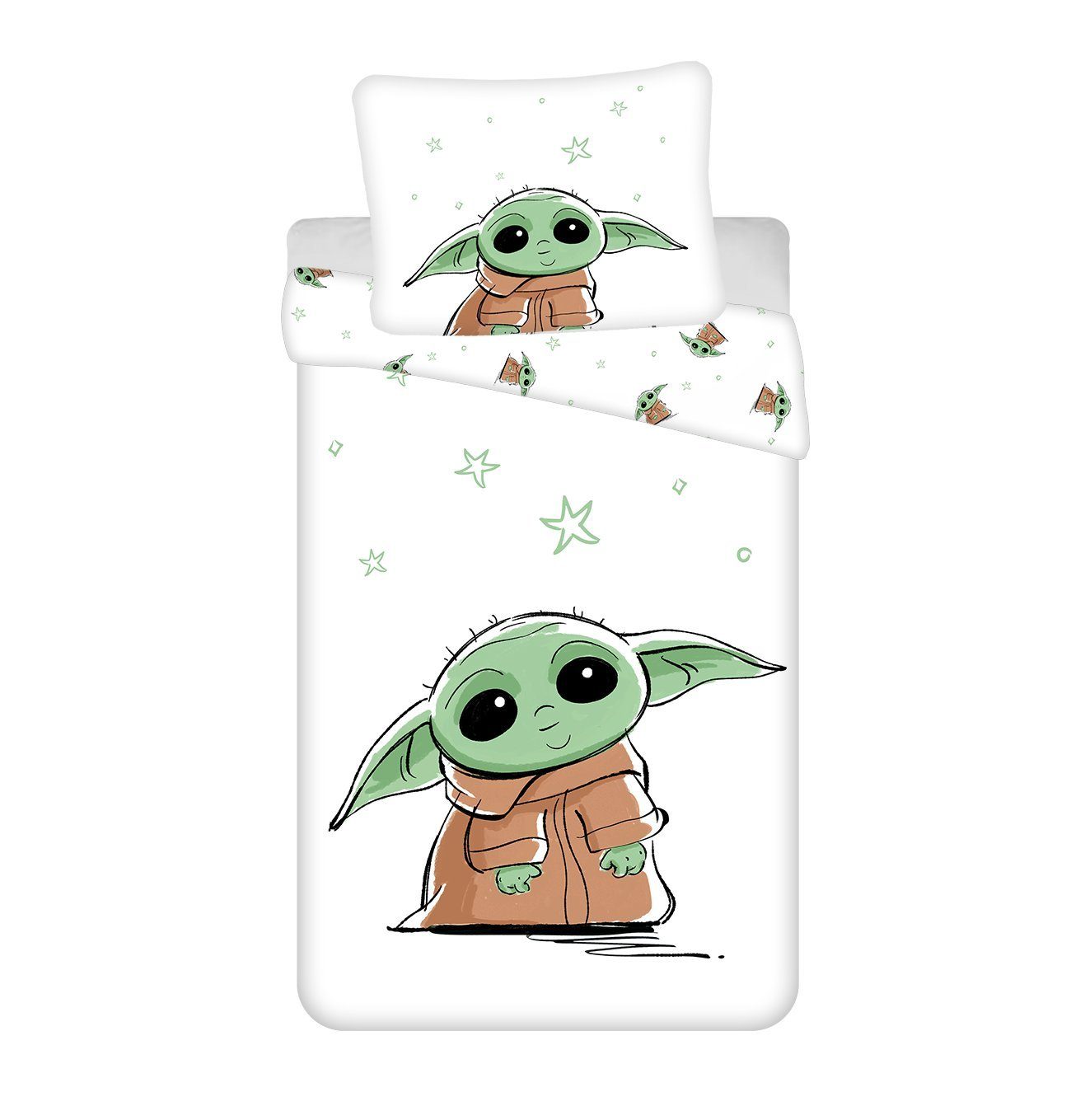 Bettwäsche Set Star Wars Baby Yoda 140 x 200 cm + 70 x 90 cm, 100% Baumwolle