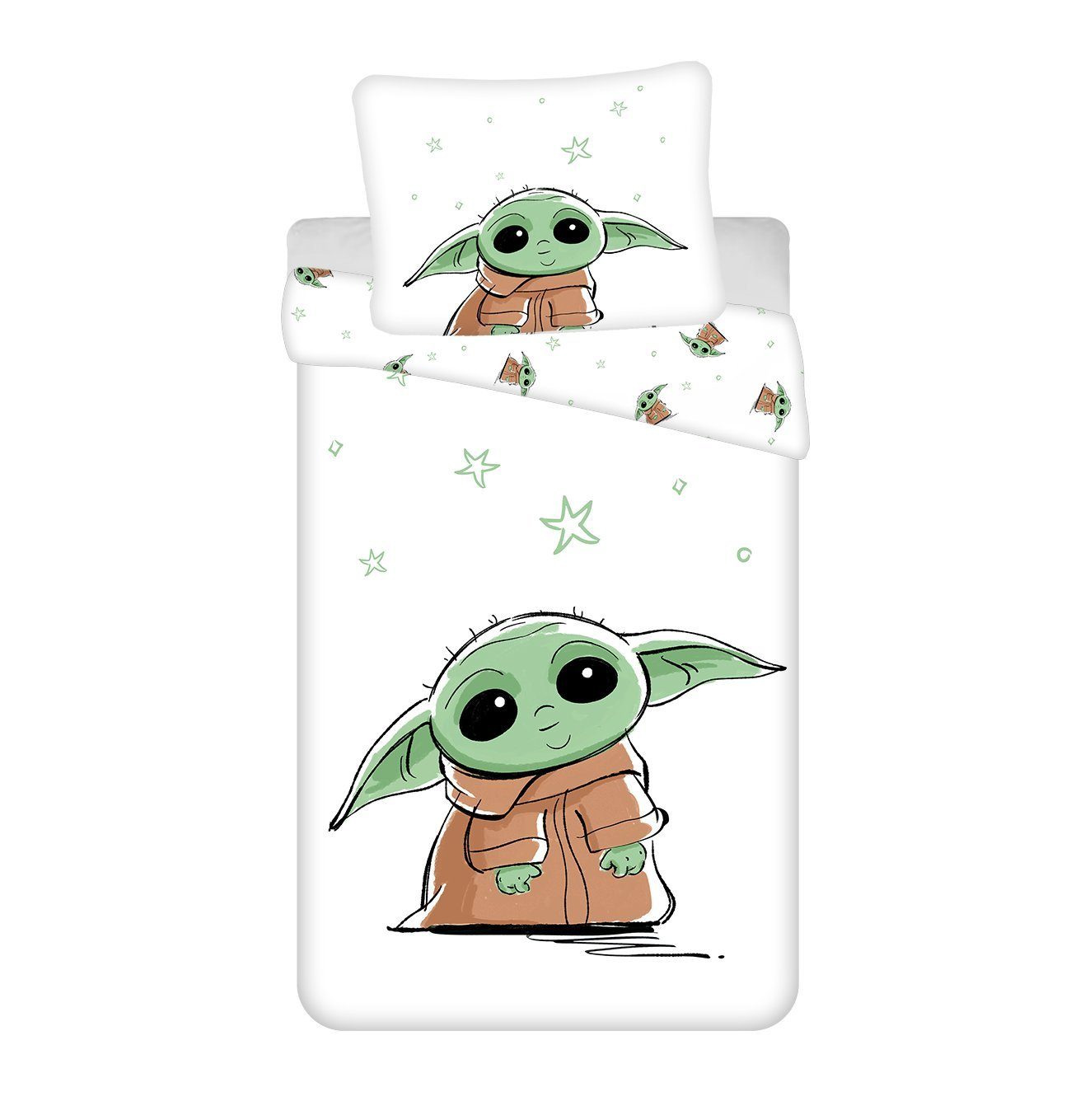 Bettwäsche Set Star Wars Baby Yoda 140 x 200 cm + 70 x 90 cm, 100% Baumwolle, Star Wars, Baumwolle, 2 teilig