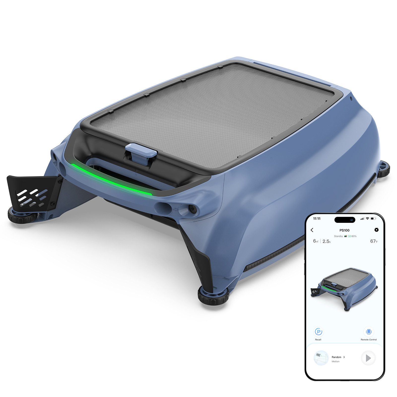 AIRROBO Poolroboter SP200 poolroboter akku,Solar Skimmer Roboter Poolreiniger, (Packung, automatische Oberflächenreinigung, Hinderniserkennung), zwei Ladeoptionen, App-Steuerung rund um die Uhr
