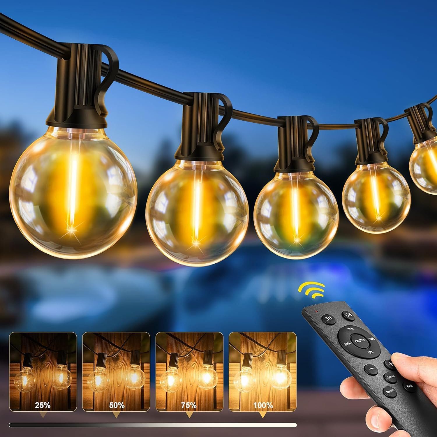 skelo Lichterkette Led Lichterkette Außen Strom, 10/18/30M Dimmbar Outdoor Lichterkette, Lichterketten Aussen für Garten, Balkon, Party, Terrasse