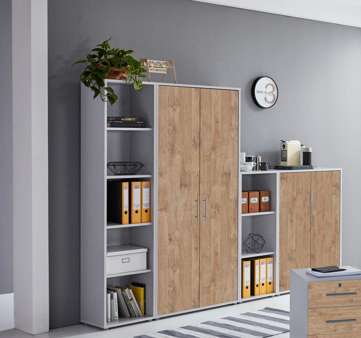 BMG Aktenschrank Office Edition - Moderner Büroschrank In Anthrazit/Gold