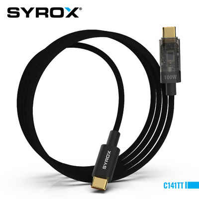 Syrox 100W Digitalanzeige Type-C zu Type-C Schnell Ladekabel Smartphone-Kabel, (120 cm)
