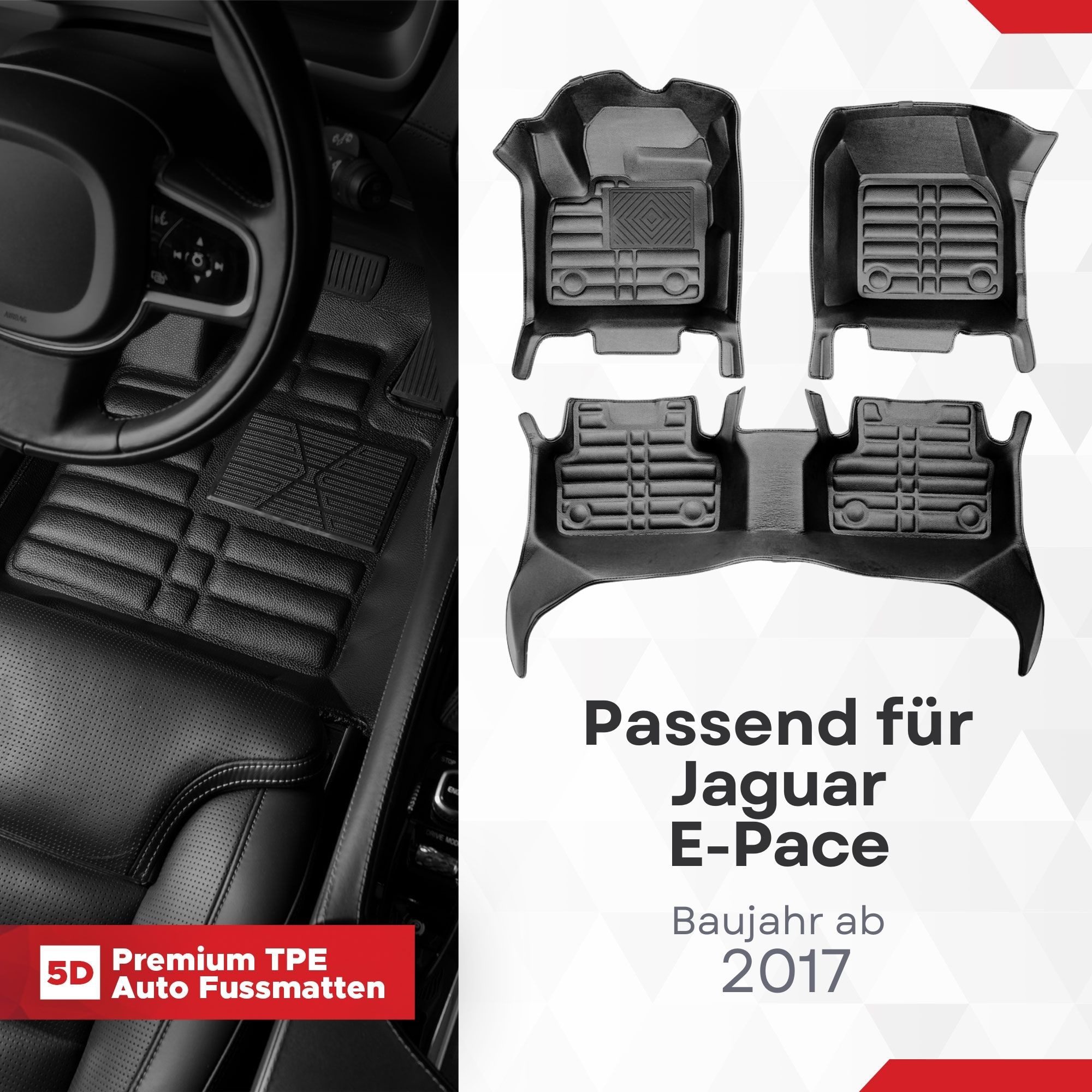fussmattenprofi.com Auto-Fußmatte 5D Premium Auto Fußmatten TPE Set passend für Jaguar E-Pace ab 2017 (1 St), für Jaguar Jaguar E-Pace