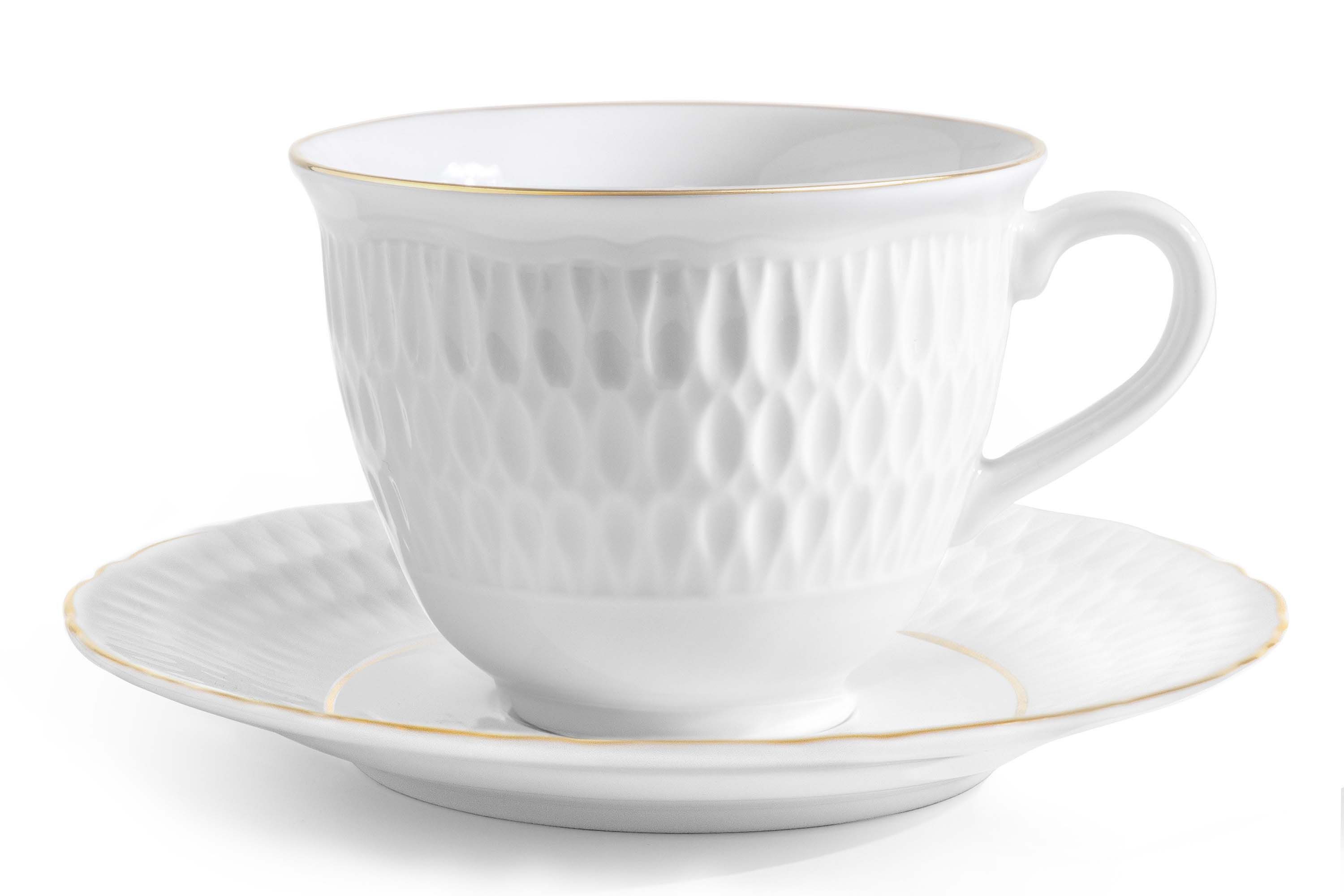 KONSIMO® Kaffeeservice CMIELOW SOFIA Kaffeetassen-Set, Geschirr-Set (12-tlg), 6 Personen, Porzellan, handbemalt in echtem Gold, Handwäsche empfohlen, Elegant
