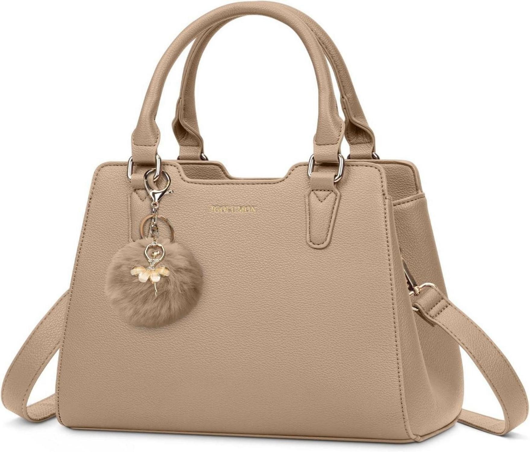Handtasche Handtasche Damen Mittelgroß Leder Henkeltasche Schultertasche Khaki