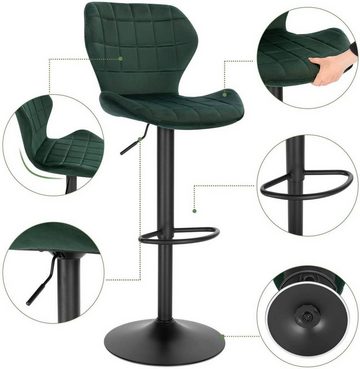 Woltu Barhocker (2 St), höhenverstellbarer Stuhl aus Samt Metall Stehhocker