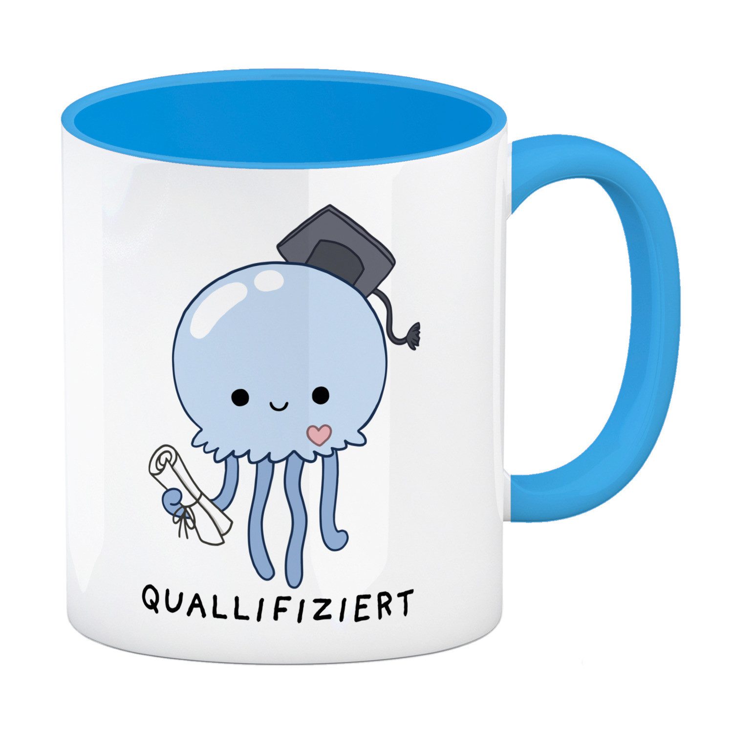 Tasse Jelly & Friends Qualle Kaffeebecher in hellblau mit Spruch