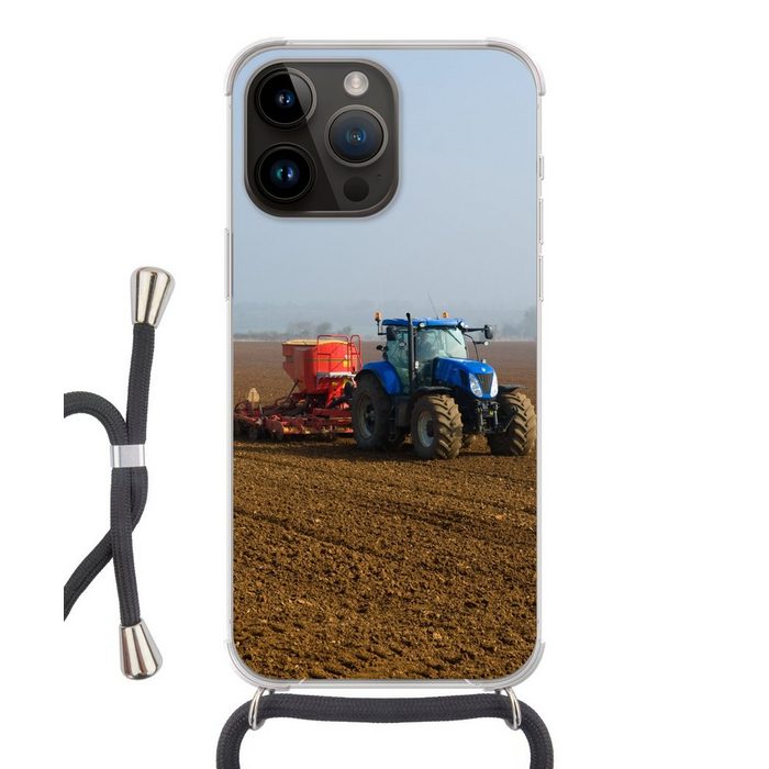 MuchoWow Handyhülle Traktor - Blau - Nebel Handyhülle Telefonhülle Apple iPhone 14 Pro