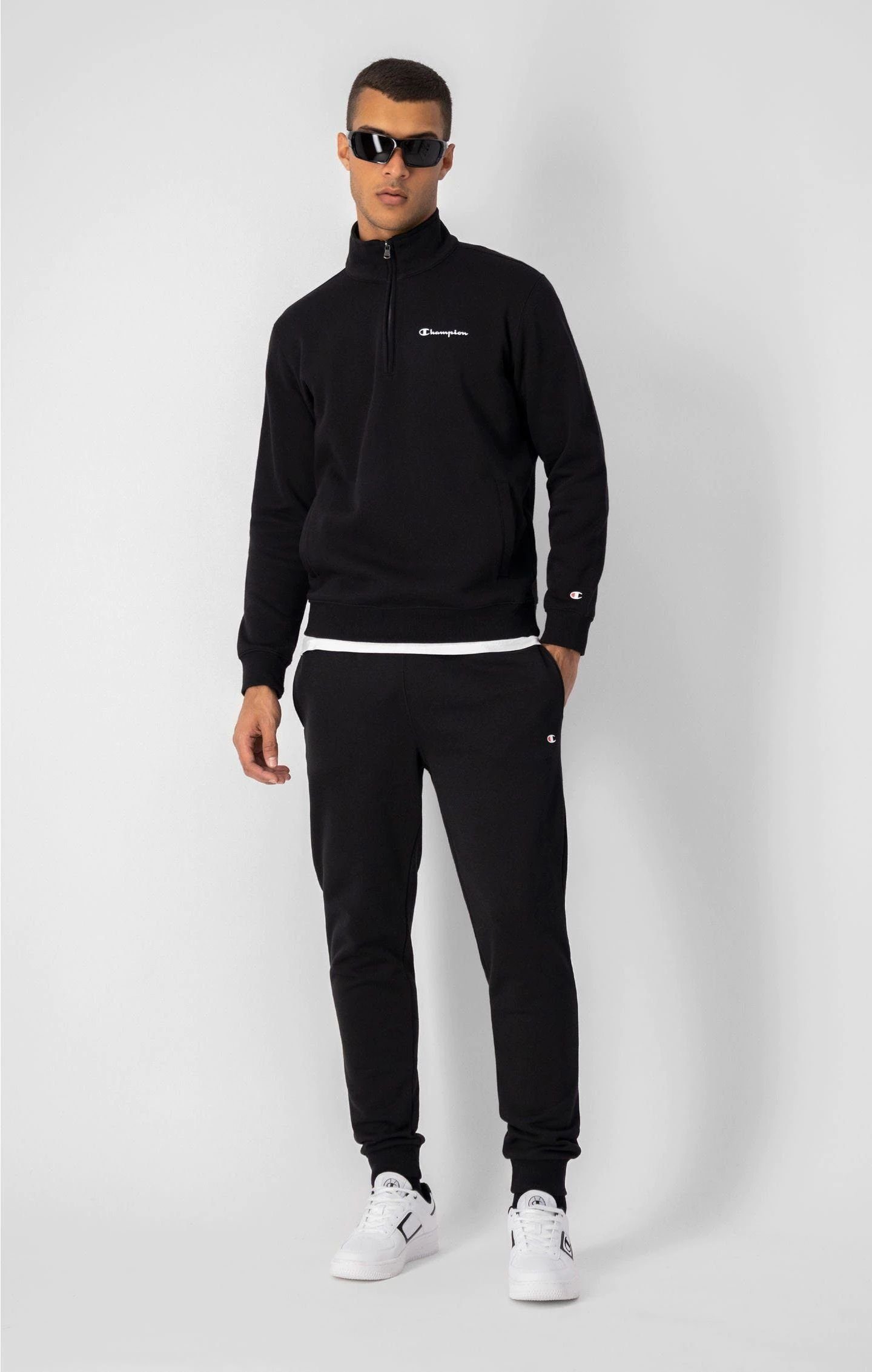 Champion Sweathose Hose Jogginghose und elastischen C-Logo schwarz mit