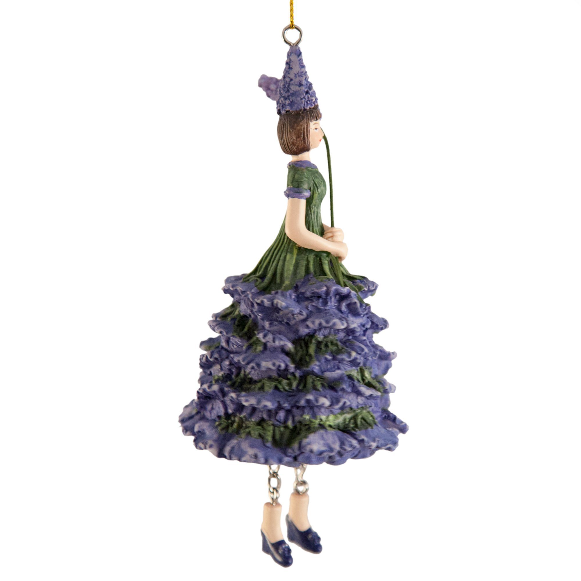 ROSEMARIE SCHULZ Heidelberg Dekofigur Blumenmädchen Lavendel zum Hängen Dekohänger Blumen Deko-Objekt (1 St), handbemalte Figur aus Kunststein
