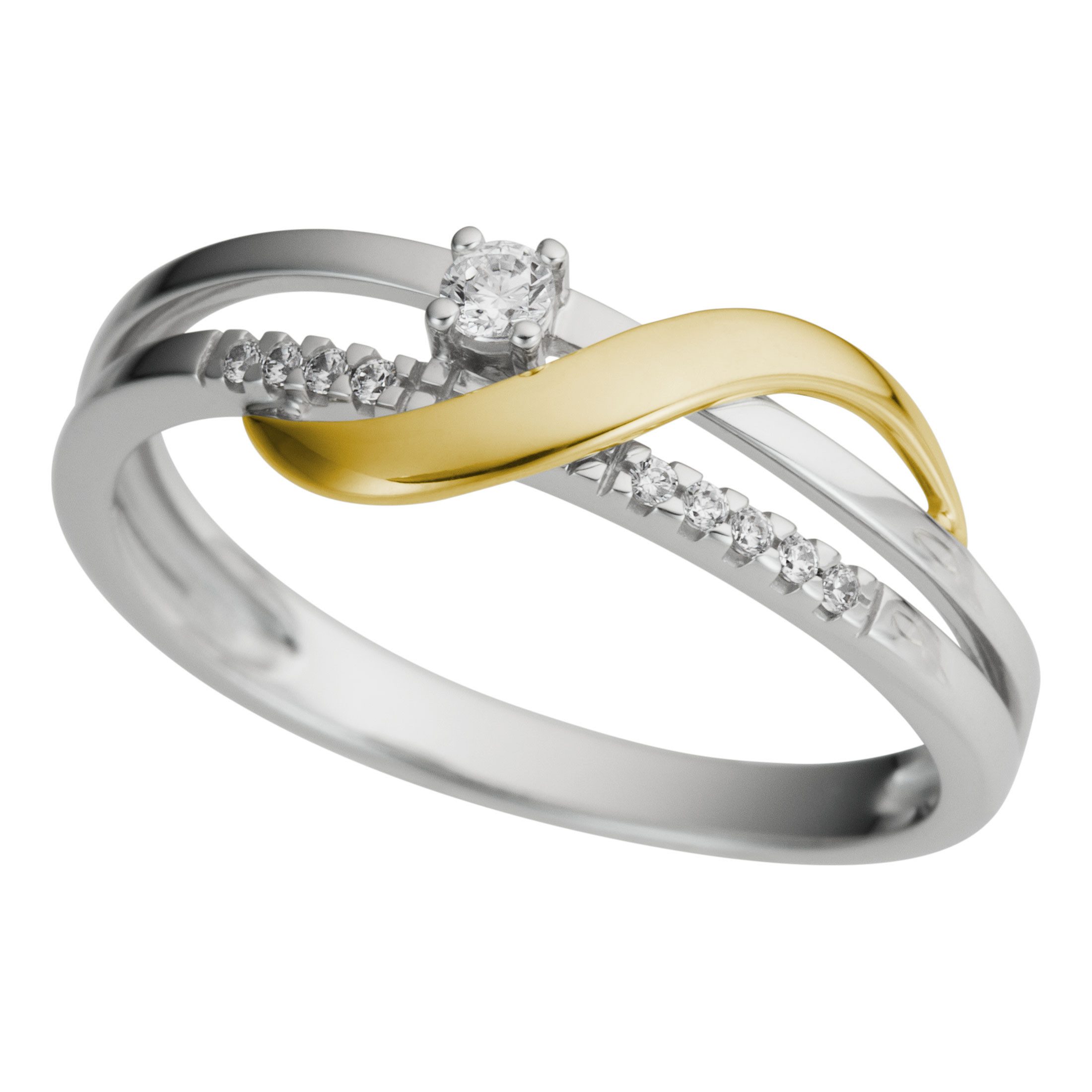 Firetti Fingerring Schmuck Geschenk Gold 375 Damenring Goldring Fantasie bicolor, mit Brillanten