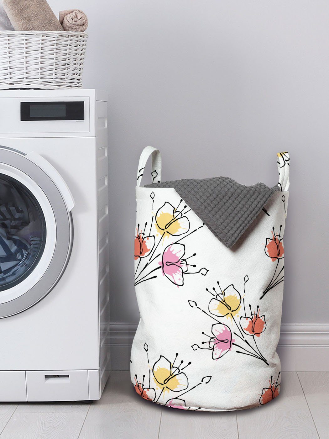 Abakuhaus Wäschesäckchen Kordelzugverschluss Waschsalons, Color Griffen Wäschekorb mit Blumen Blumen Splash-Muster für