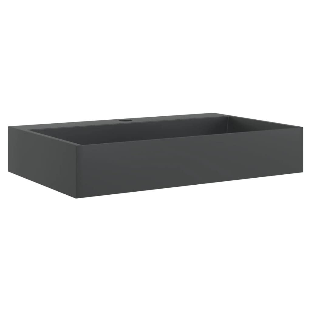 vidaXL Waschbecken Waschbecken 60x38x11 cm Mineralguss/Marmorguss Mattschwarz