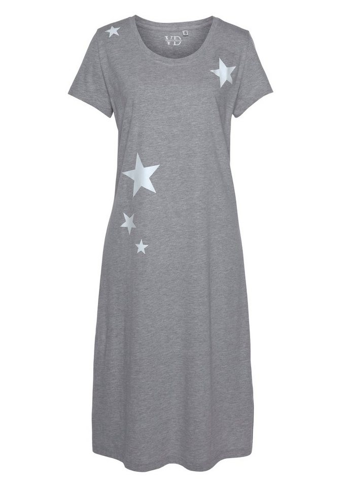 Vivance Dreams Nachthemd, Nachthemd in Midi-Länge mit großem Sternendruck