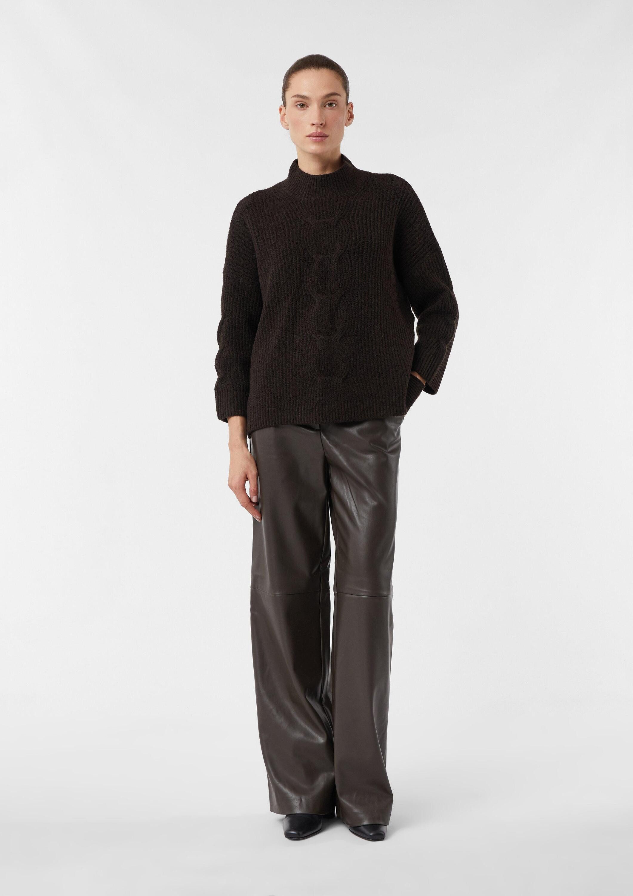 comma Chinos Hose Wide-Leg-Hose in Glattleder-Optik günstig online kaufen