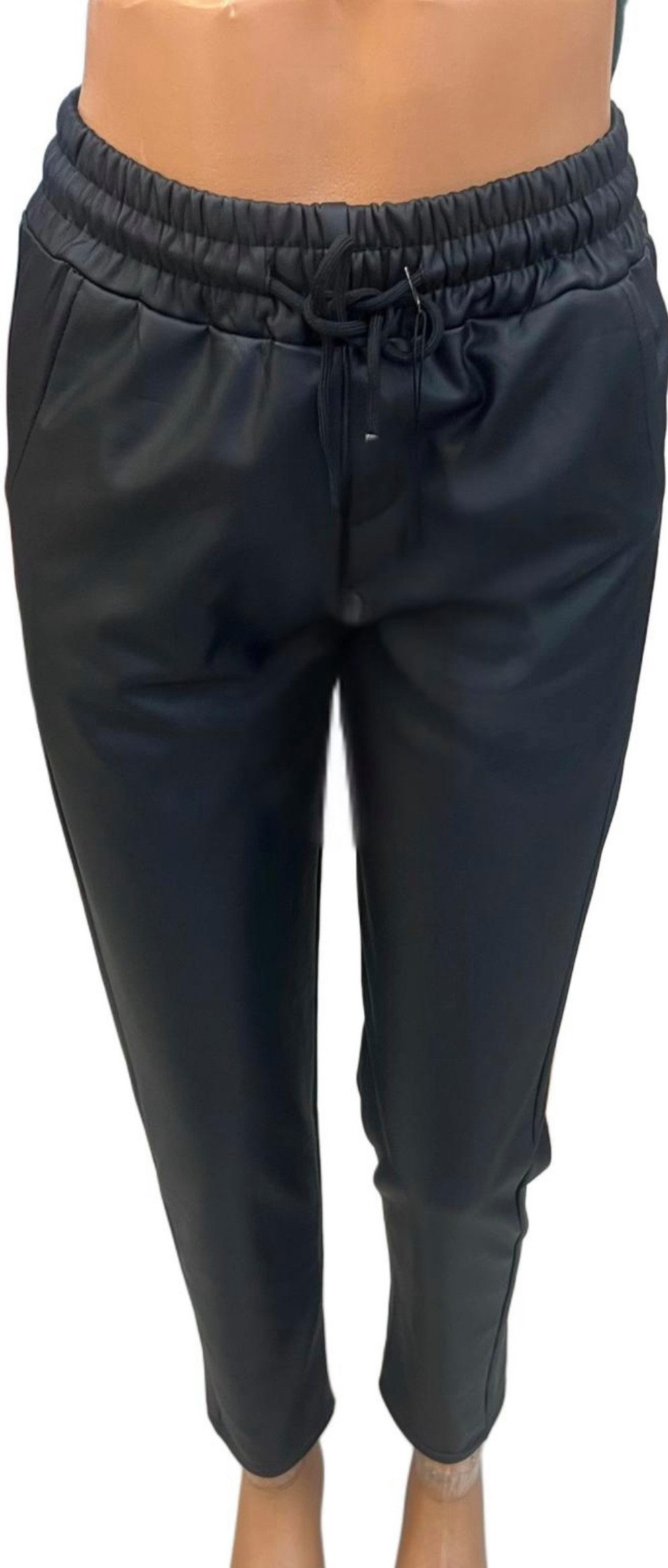 Sonderpostendiscount Leggings Damen Legging Schwarz mit Kordelzug und Taschen Modell PU22