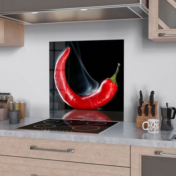 DEQORI Küchenrückwand 'Feurige Chilischote', Glas Spritzschutz Badrückwand Herdblende