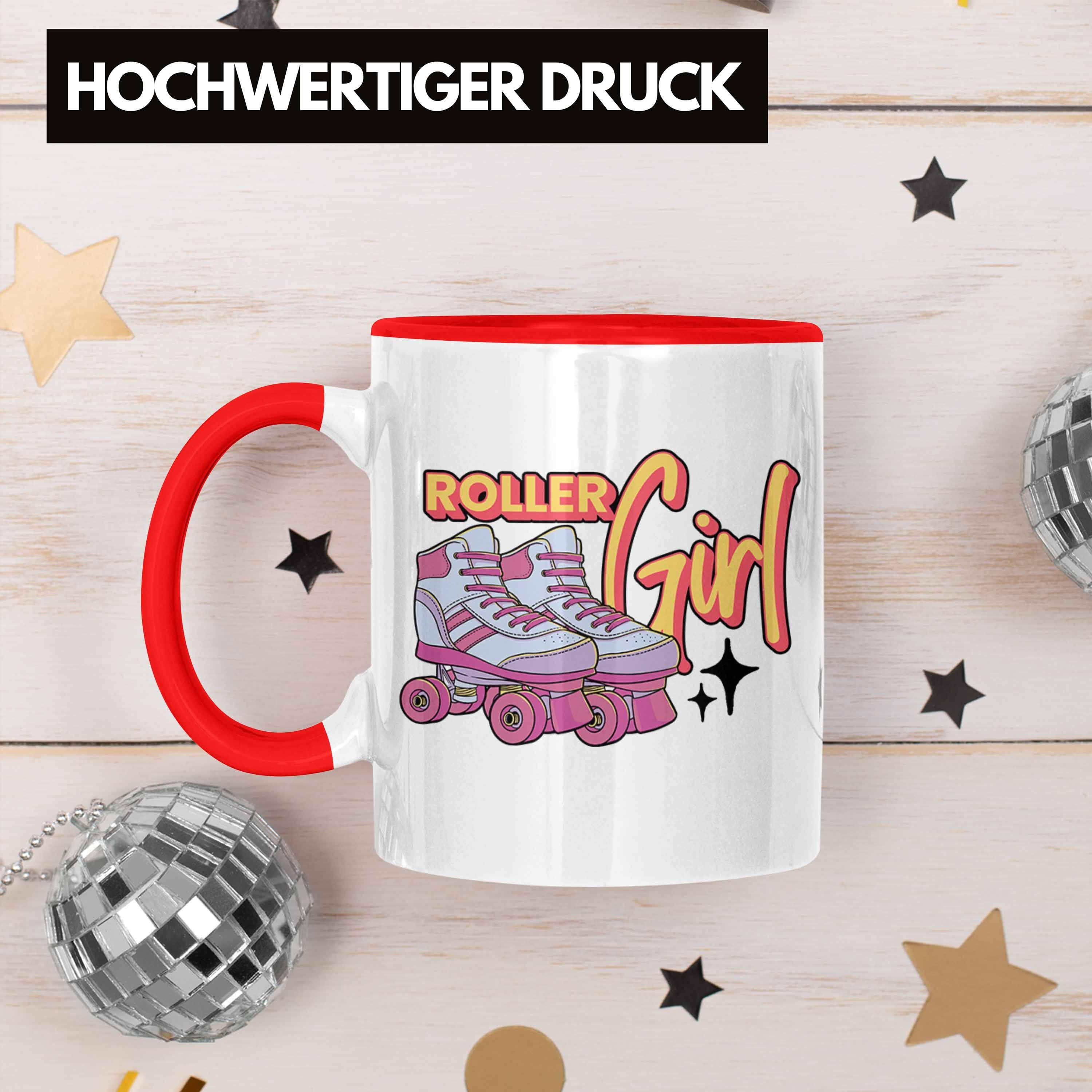 Roller Tasse Geschenk Nostal Rollschuh Tasse Rot Trendation Lustige "Roller Girls Girl" für