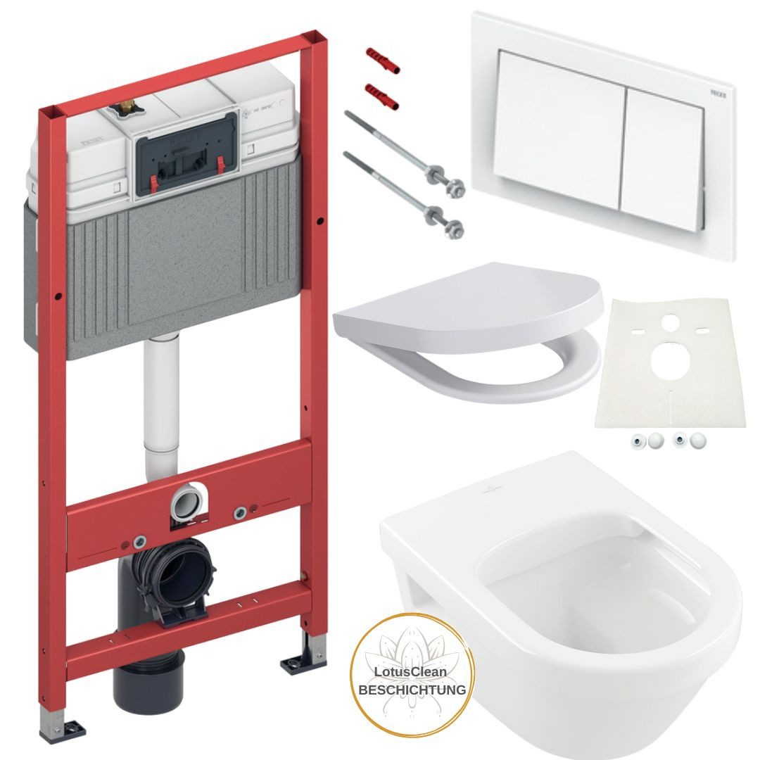 TECE Vorwandelement WC TECE Spülkasten Villeroy Boch WC spülrandlos, Spar-Set